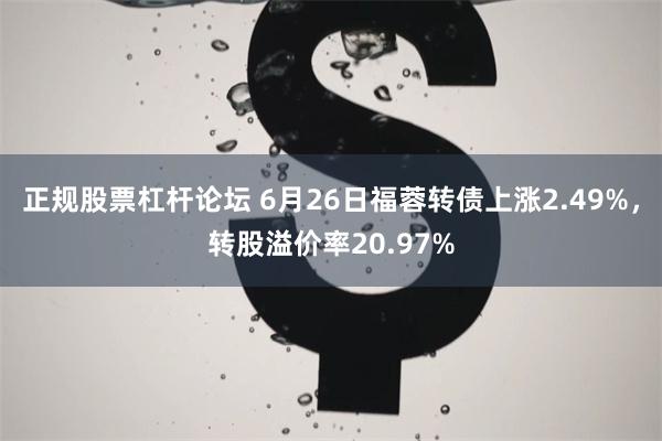 正规股票杠杆论坛 6月26日福蓉转债上涨2.49%，转股溢价率20.97%