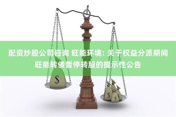 配资炒股公司咨询 旺能环境: 关于权益分派期间旺能转债暂停转股的提示性公告